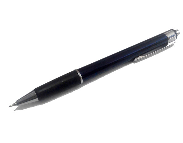 Ручка шариковая, пл.синий корпус, мет. отделка, резин вставка
