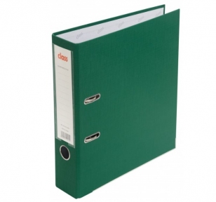 Папка-регистратор A4 75 мм. "CLASS", ПВХ, уголки металл зеленая арт. А0312-GN