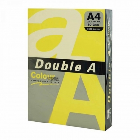 Бумага цветная A4 80г/м 500л. "DOUBLE A" ярко-желтый (Lemon)