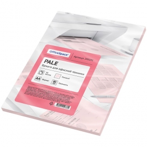 Бумага цветная A4 80г/м 50л. OfficeSpace, пастель розовый (245191)