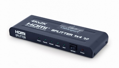 Разветвитель HDMI Cablexpert DSP-4PH4-02, HD19F/4x19F, 1 компьютер => 4 монитора, Full-HD, 3D, 1.4v каскадируемый