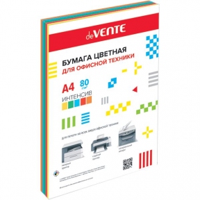 Бумага цветная A4 80г/м 100л. deVENTE, интенсив микс (5 цв.) арт. 2072411