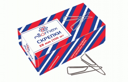 Скрепки 28 мм. Attomex оцинкованные треугольные( 100 шт) (4135305)