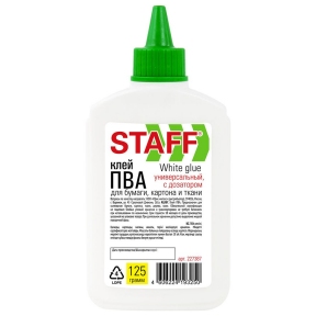Клей ПВА 125 гр. STAFF  с дозатором  (арт. 227387)