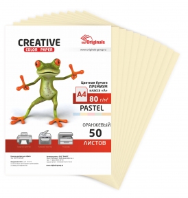 Бумага цветная A4 80г/м 250л. Creative, пастель оранжевый