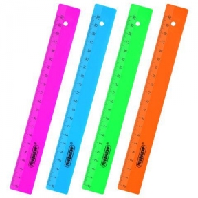Линейка 20 см. Пифагор пластик, неоновые цвета, ассорти (210788)