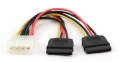 Кабель питания SATA Cablexpert CC-SATA-PSY, 15см, molex 4pin/2x sata15pin, на м2 устр., пакет